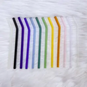 4 PACK Colorful borosilicate glass straws, eco friendly drinking straws, 16 oz cup straw, 4 PACK drinkware
