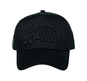 CHIQUETE HATS BLACK DRUGS ARE BAD SNAPBACK HAT FULL SET CHDRUGS BLKOUT