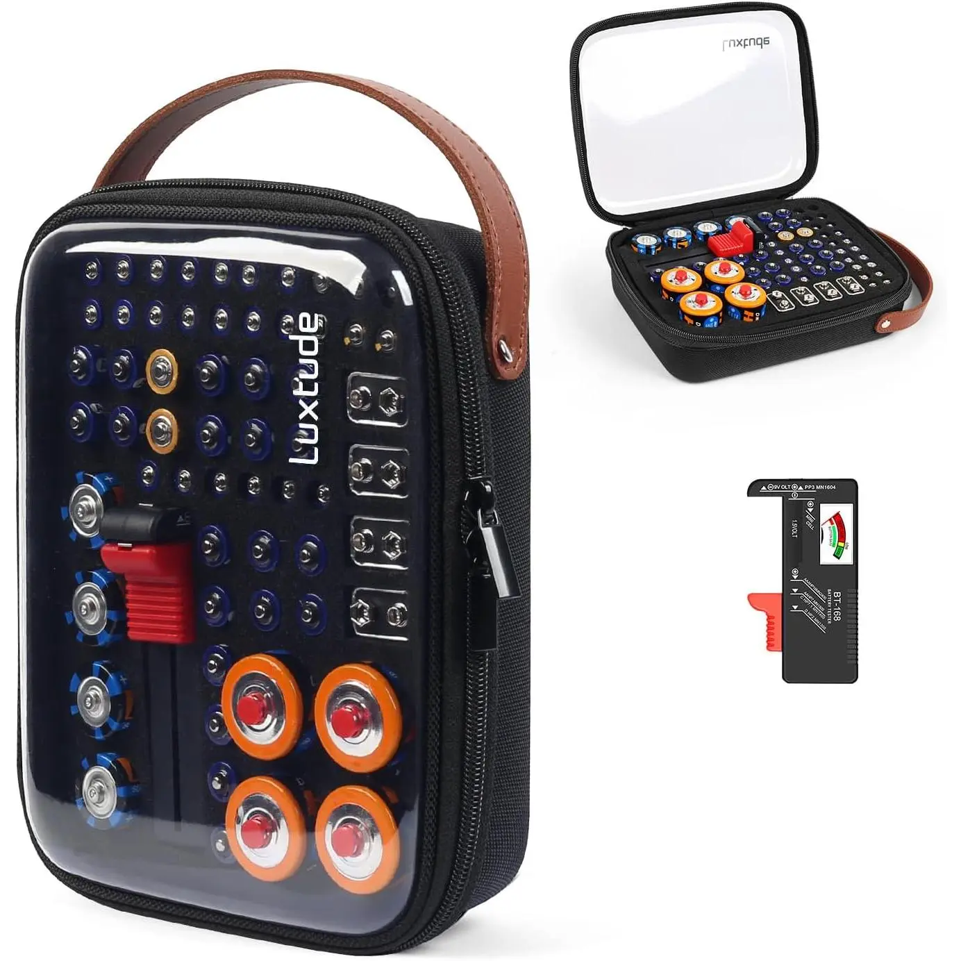 Battery Organizer Case with Tester, Clear Battery Organizer, Hard Batteries Holder, Batteries Case Organizers, Drawer Daddy (Batteries No Included)