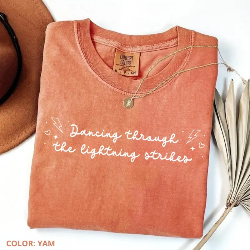 Comfort Colors Dancing Through the Lightning Strikes T-Shirt, But Now The Sky Is Opalite Inspired Tee, Aesthetic Music Lyric Shirt, Trendy Graphic Tee