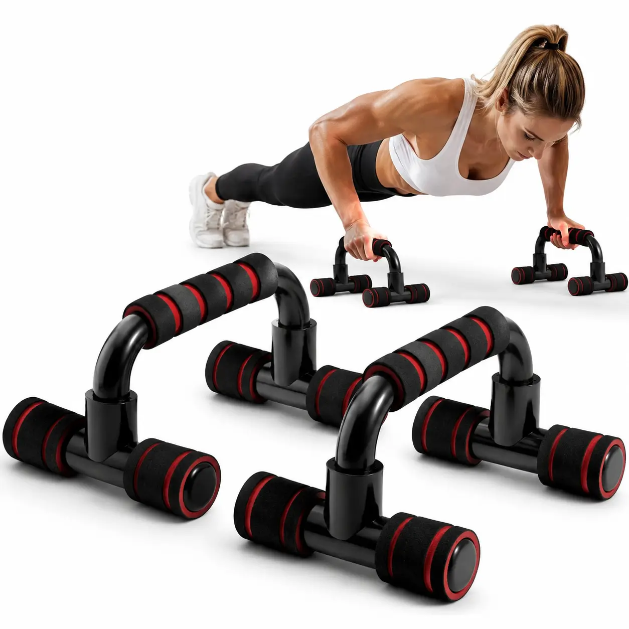 Portable Non-Slip Push-Up Handles - Chest, Arm and Core Strength Training Bars - Home Gym Essentials for Fitness Enthusiasts sturdy construction Kit Strengthener Grip Hand Multi-Functional leg exercise Bench Tricep Bicep Adjustable massage ball
