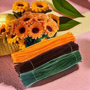 321-Piece Sunflower Root Cleaner Set, DIY Chenille Bouquet Kit, Includes 300 Cleaners, 20 Floral Wires, 1 Roll Tape, Home Decor, Crafts, Gifts