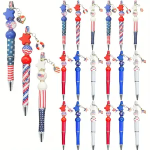 18 patriotic American flag ballpoint pens jewelry set, July 4th Independence Day ballpoint pens, craft office, school gift supply