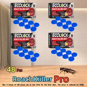 ECOLOCK Roach Killing Bait Station - 48 Stations for Nest-Level Elimination, Mess-Free, Non-Toxic, Safe for Humans & Pets, 4 Boxes, Ready-to-Use, Child & Pet-Friendly, Long-Lasting Protection