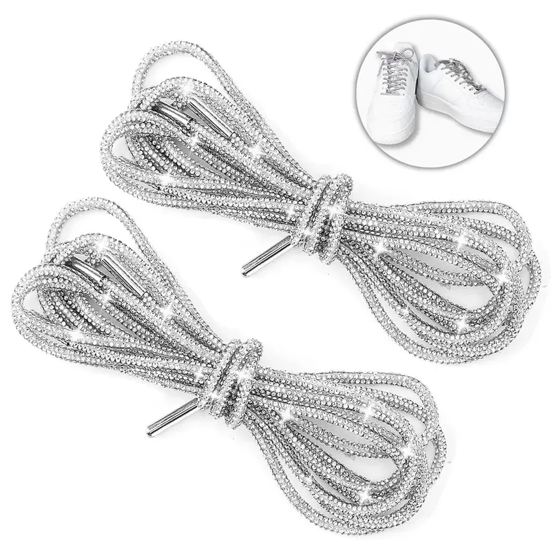 Rhinestone Glitter Shoe Laces - 1 Pair Exquisite Shiny Hoodie & Strings Shoelace Decor for DIY Canvas Shoes, Sweatpants, Clothing, Bags Rope Crafting