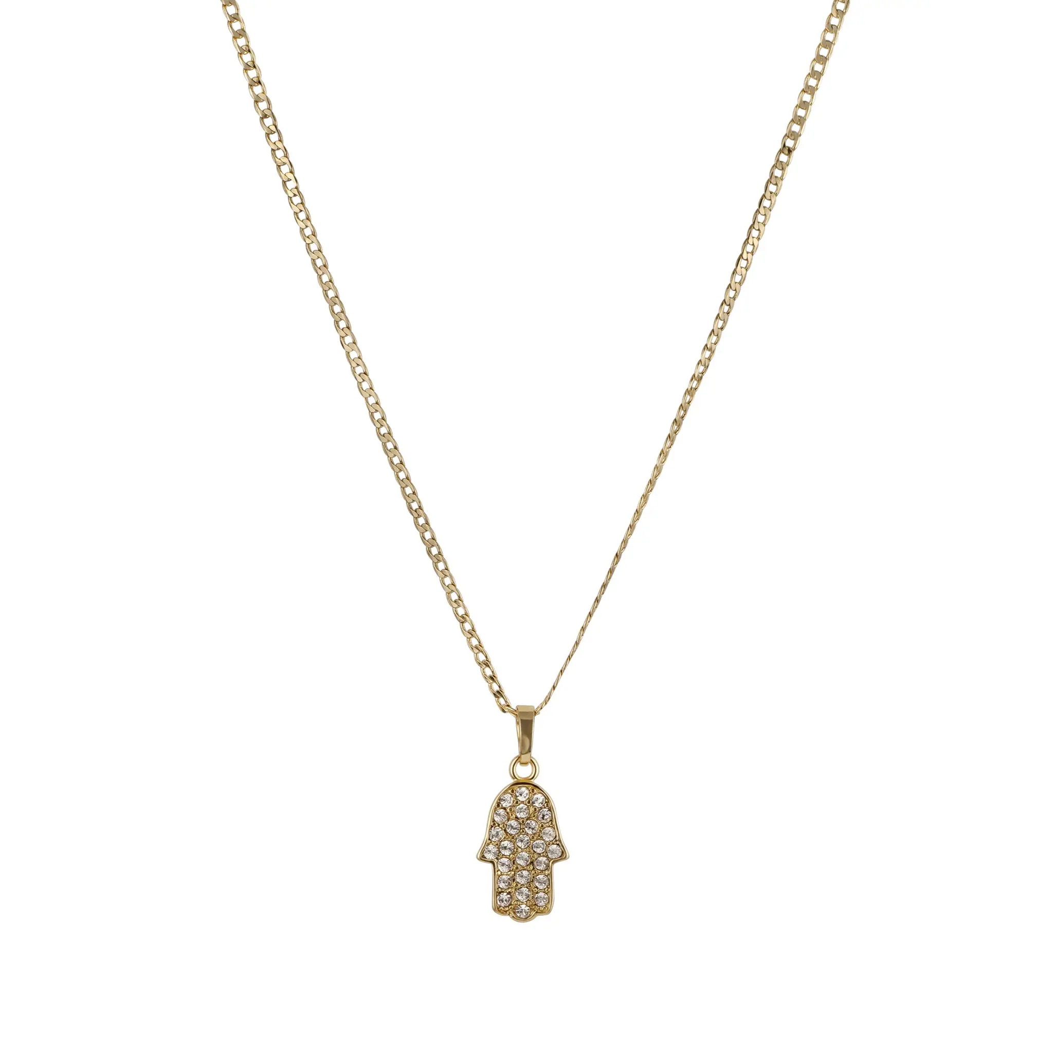 Hamsa Hand Pendant Necklace - 14K Gold-Plated