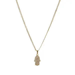 Hamsa Hand Pendant Necklace - 14K Gold-Plated