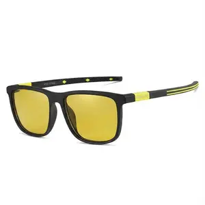 ZENOTTIC Square Night Vision Glasses Lightweight TR90 Frame 100% UV Blocking Safe Anti Glare Night Driving Shades Sunglasses For Outdoor Activities