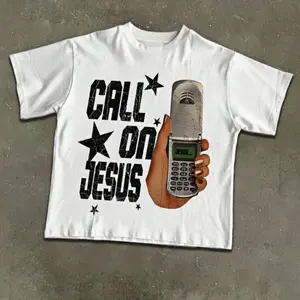 Men's Cotton T-Shirt Short Sleeve Phone & Star Print Loose Fit Casual Style Summer Fashion Outdoor Sports Streetwear 100% Cotton Elastic Ribbed Neckline Seamless Underarm Design Tubular Knit Construction Durable Double-Needle Stitching - Love, Smooth