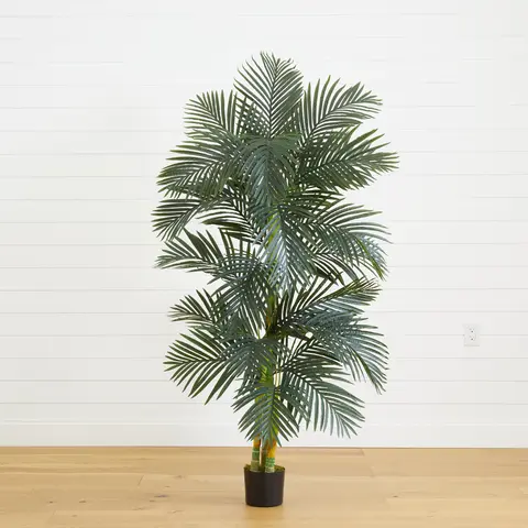 Nearly Natural 6.5' (78 in H) Silk Golden Cane Tropical Artificial Palm Tree - Decorative Artificial Plants for Indoor Office, Cool Room Decor, Indoor Décor