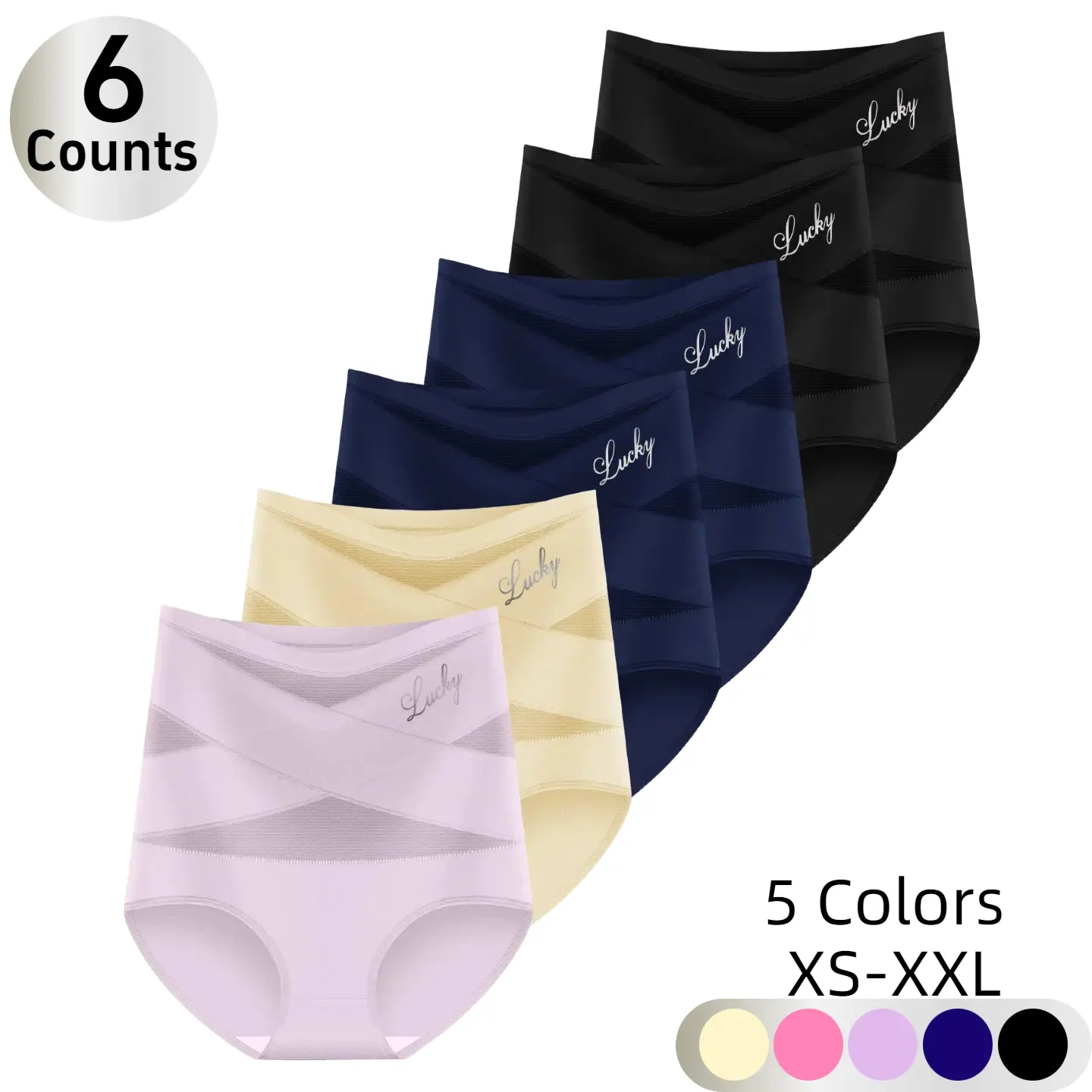 6 pcs-2 Black 2 Blue 1 Beige 1 Purple