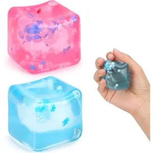 Gretex Fidget Toy for All Ages: 2 Pack Soft Sensory Fidget Ice Cube Stress Ball Squishy Cube Stress Relief Toys for Kids, Teens and Adults Party Favors, Birthday Gift for Kids Age 3+