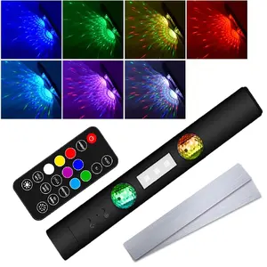 Car Interior Ambient Light Wireless LED Starry Car Atmosphere Light USB Rechargeable Multicolor RGB LED Strip Light Remote/Sound Control Car Star Ceiling Light With Music Sync