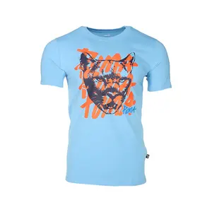 PUMA Mens Graphic Cat Crew Neck Short Sleeve Casual Tops Casual - Blue