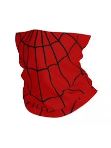Spider Web Red Neck Gaiter, Knitted Polyester and Elastane Blend, Breathable, Lightweight, and Stretchable, for Outdoor Activities, Knitted Face Mask
