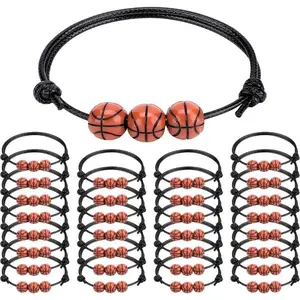 20 Pcs Basketball Bracelet Adjustable Sports Theme Bracelets for Boys Girls Sports Party Favors