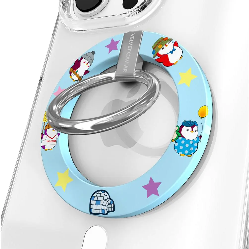 Velvet Caviar Pudgy Penguins Polar Blue MagSafe Grip Ring - Secure Magnetic Cellphone Smartphone Grip & Stand Mount, Mobile Phone Accessories for iPhone
