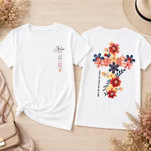 Christian Shirts for Girls Jesus is The Light Graphic Tees Boho Floral Cross Shirt Kids Bible Verse God Cute Tshirt