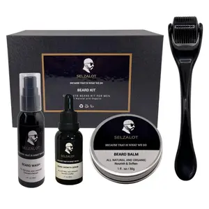 Beard Growth Kit Men’s Beard Care Kit Grooming Set 5 Pieces Beard Products with Wash, Oil Serum, Balm, Men Hair Care Tea Tree Aloe Comfort Gentle Gift