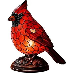 Cardinal Lamp, Red Cardinal Lamp, Cardinal Light, Red Resin Birds Desk Light for Bedroom Living Room, Office