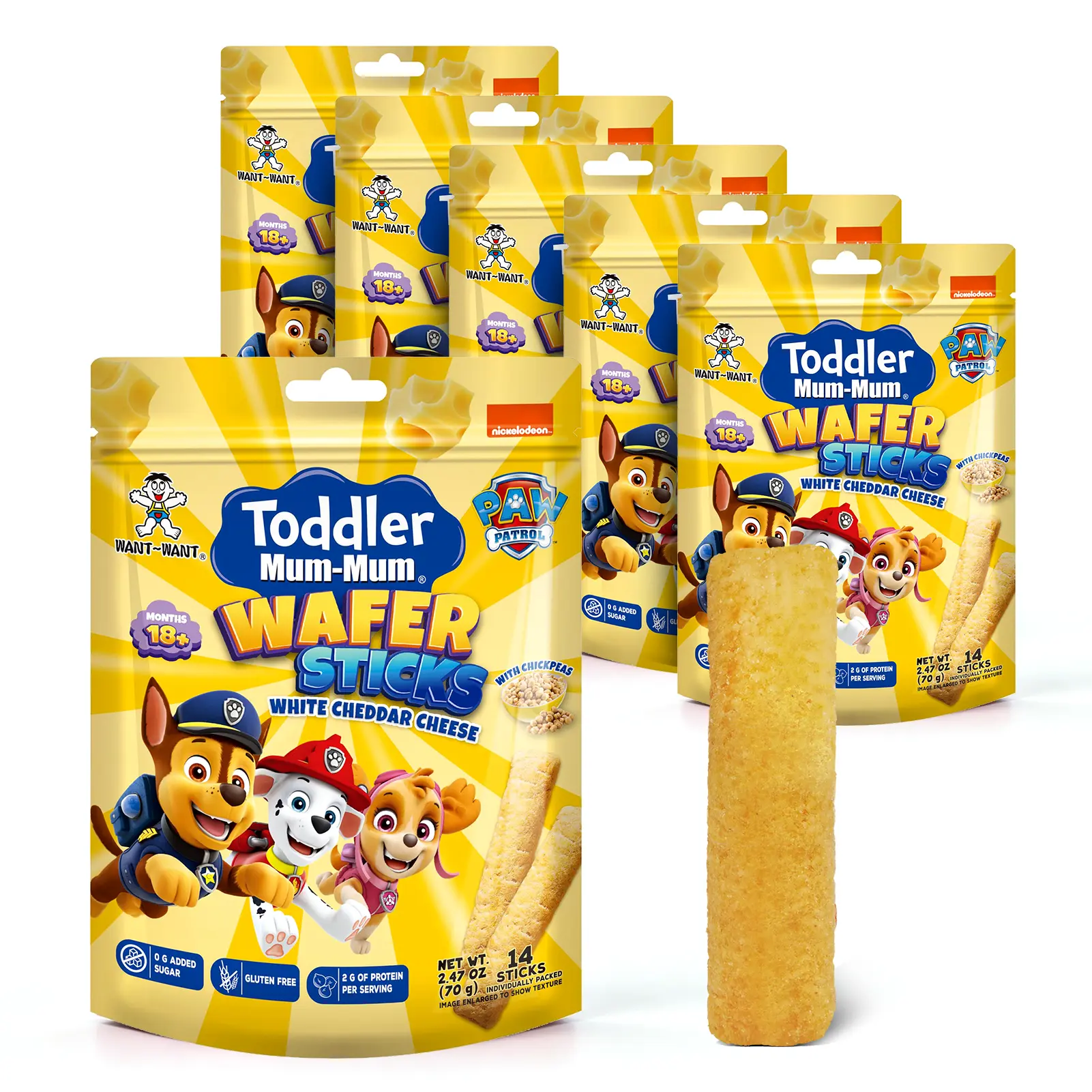 WANT WANT Gluten-Free Baby Wheat Crackers — This week’s crispy crackers, edible cracker dough, biteable sticks for tooth development (Banana/Strawberry/Cheese), healthy baby snacks, 6 bags per box (each bag 70 g)
