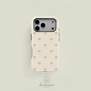1PC Bow Print Phone Case Casing, Rugged Shockproof 2in1 Protective Shell for iPhone 17 16 15 14 13 12 Pro Max, Samsung Galaxy S25 S24 S23 S22 Ultra Series Holiday Gift Minimalist Fashion Cover