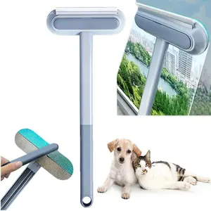 4 in 1 Pet Hair Remover, Window Screen Cleaner, Reusable Long Handle Lint Brush, Wet/Dry Dual-use Cleaning Tool for Couch, Carpet, Furniture, Bedding