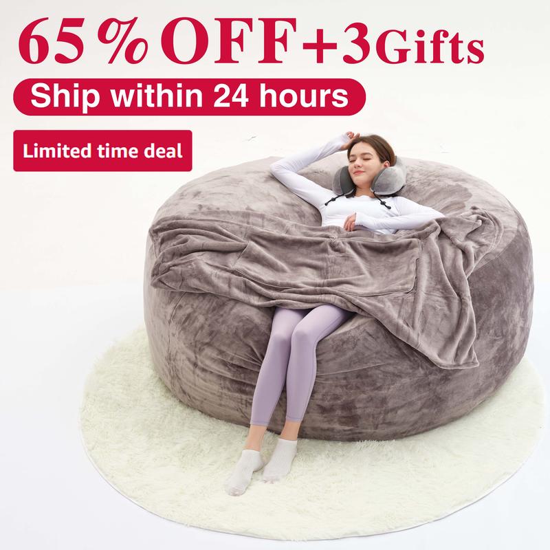 3FT/4FT/5'FT/Jumbo(with Filler) bean bag Lazy sofa beanbag Chair Ship Free High-Rebound Memory Foam Furniture Flannel Cover Removable
