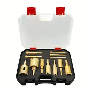 Durable 12-Piece Diamond Coated Drill Bits Set, 6-35mm Sizes, Handles, Storage Case Included, for Glass, Marble, Granite, Ceramic, Tile