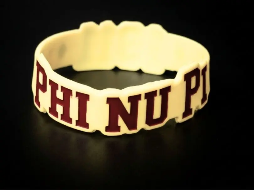 Krimson and Kream Phi Nu Pi Bracelet - Cream Color with Maroon Lettering - Adjustable Fit