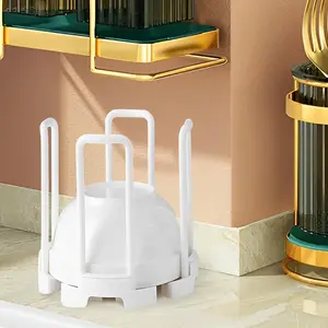 Durable 2-Piece Single-Layer Round Adjustable Dish Drying Racks with Drainage Holes, Countertop & Cabinet Bowl Plate Storage Holder, Ventilates Tableware, Organizes Kitchen Shelves (Fits Various Sizes)