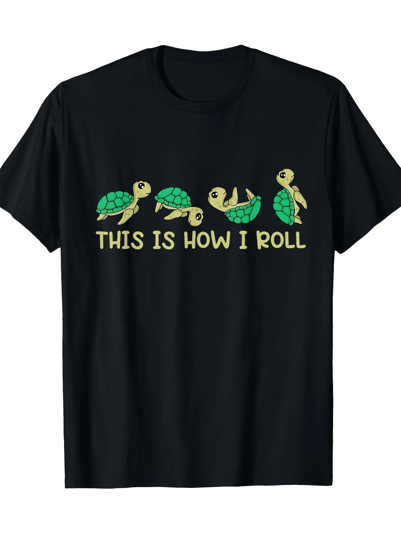 Men's Funny Turtle T-Shirt - _This Is How I Roll_ unisex soft cotton short sleeve t shirt, vintage graphic casual tee for men women teens, perfect birthday holiday gift for camping travel gym daily street casual wear