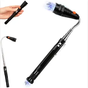 Extendable Magnetic Pickup Tools - Telescoping Magnet with LED Flashlight, 360° Swivel Extensible Magnet, Bendable Retrieval Tool, for Small Metal Parts in Tight Spaces (1 Pc)