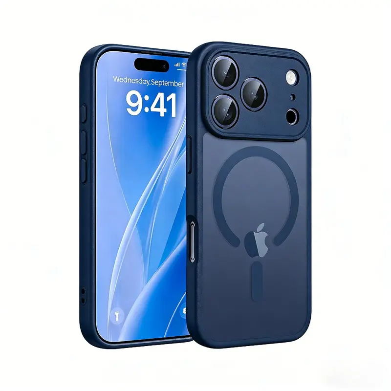 Phone Case - Luxury Matte Translucent Magnetic Wireless Charging Phone Case Compatible with iPhone 18 17 16 15 Pro Max 17Promax 17Pro 18 Pro Max Cases Shockproof Armor Camera Glass Lens Protection Soft Frame and Acrylic Hard Back Cover for Men Women