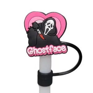Ghost Face Straw Topper - Cute Design with Heart and Skull Character - Ideal for Drinking Utensils - Drinkware