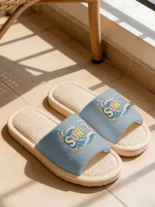 Wave SUNNY Slogan Print Linen Slippers Fresh Vacation Style Cloud-Feel Linen Breathable Non-Slip Must-Have For Vacation Lovers Home & Outdoor