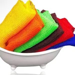 African Net Bath Sponge - 100% African Net Sponge with Exfoliating Properties, Long Length, Porous, Dries Quickly, Multicolor Design