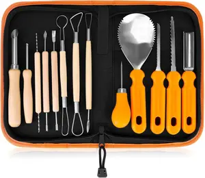 Halloween Pumpkin Carving Tools, Halloween Jack-O-Lanterns 13 Piece Professional pumpkin cutting supplies tools Kit stainless steel lengthening and thickening