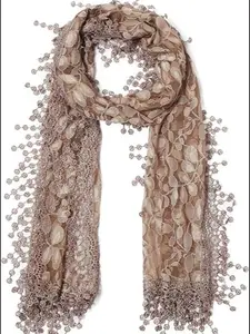 Cindy and Wendy Lightweight Soft Leaf Lace Fringes Scarf shawl for Women