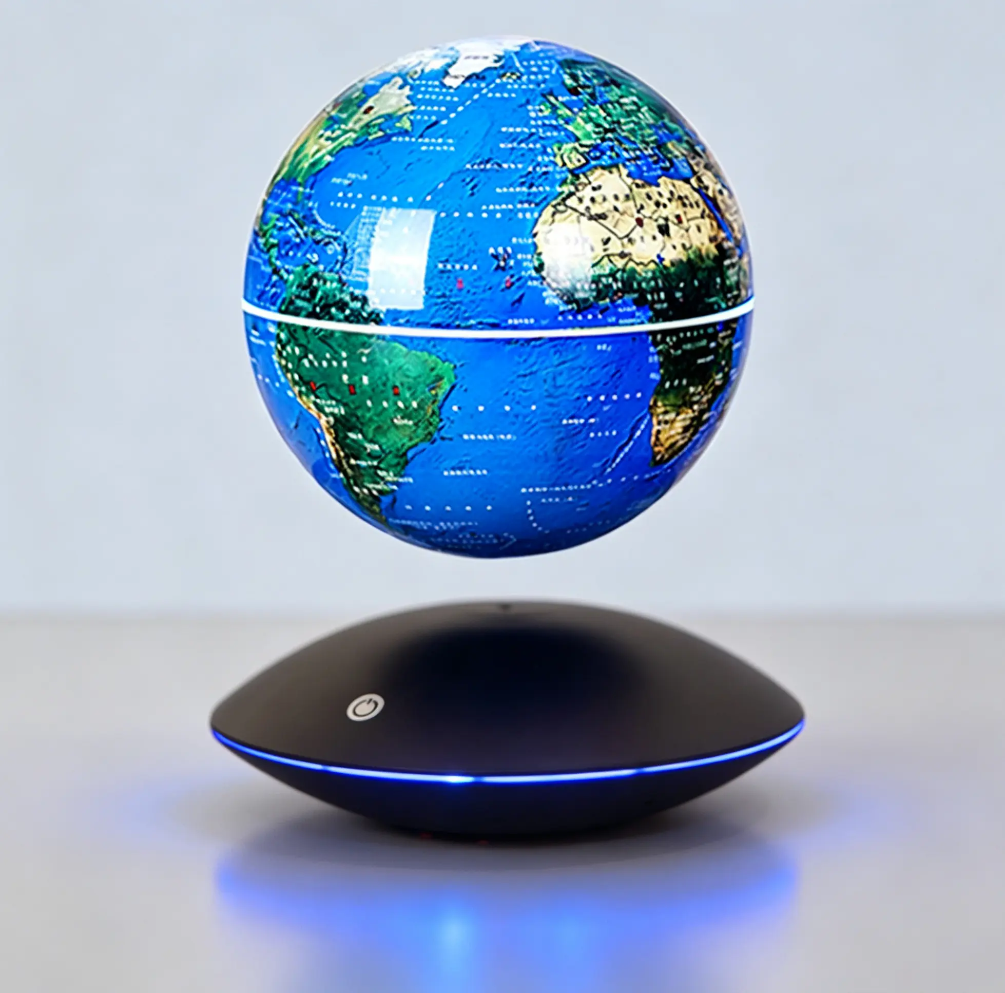 Magnetic Levitating Floating Round World Globe with LED Light - Auto-Rotating Anti-Gravity Lighting Accessory, Room Decor, Cool Tech Desk Decor, Unique Gift for Men