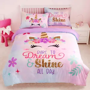 Comforter Set - 5 count Unicorn Bedding Set for Boys/Girls - Super Soft Microfiber Bed in a Bag with Comforter, Sheets, Pillowcase & Sham