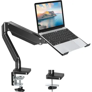 Laptop Stand Desk Mount, 2 in 1 Function Monitor Laptop Mount, Aluminum Laptop Arm Fits Max 17" Notebook and 32" Computer Screen, Single Monitor Mount with Laptop Tray, Holds up to 17.6lbs