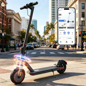 BPortable Compact Folding E-Scooter for Adults & Teens | Urban Commuter Electric Scooter | 8.5"/10"/14" Tires | 16-22 Mph | 12-50 Miles Range | Dual Braking | Dual Suspension | Smart App | With Seat & Bag