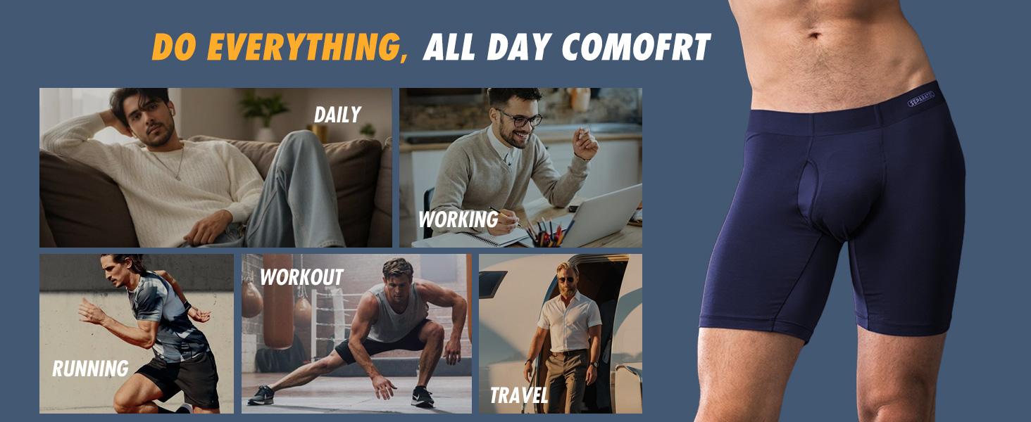 4 Packs Separatec Men’s Separate Pouch Modal Boxer Briefs, Breathable Mesh, Seamless Waistband, Ideal for Active Wear