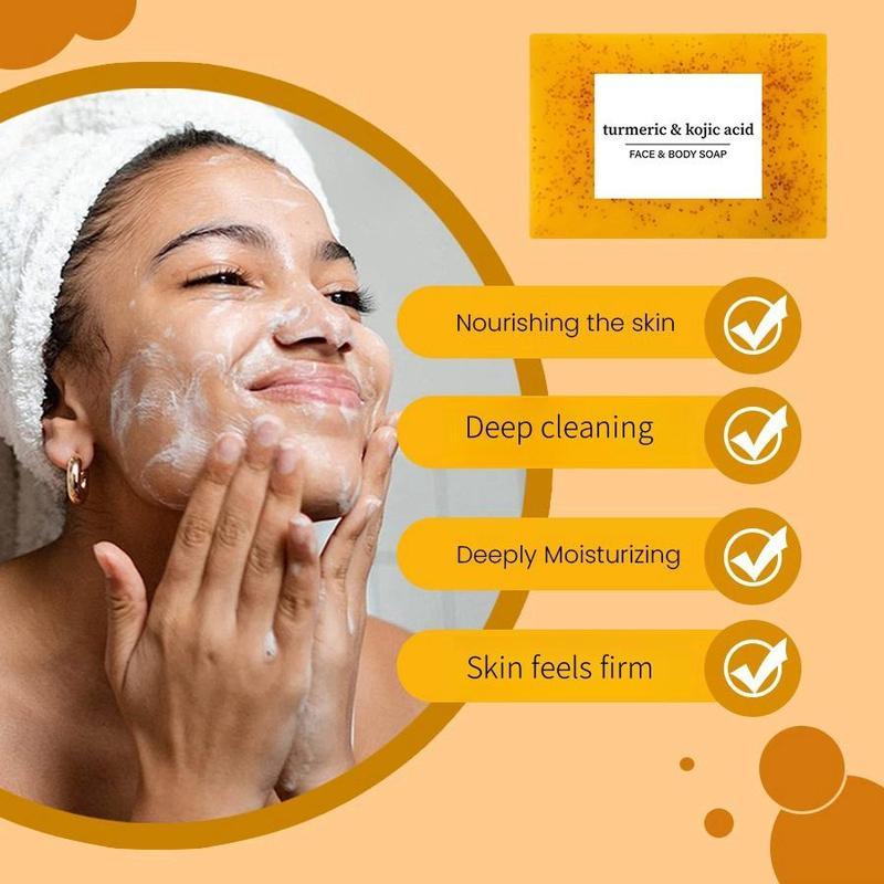 Turmeric Care Kit, 6 Counts/set Including Soap and Cleansing Pad & Mousse Cleanser &  Counts Essential Oil & Peel Off Mask & Soap Bag, Care Kit for Women & Men Christmas gifts
