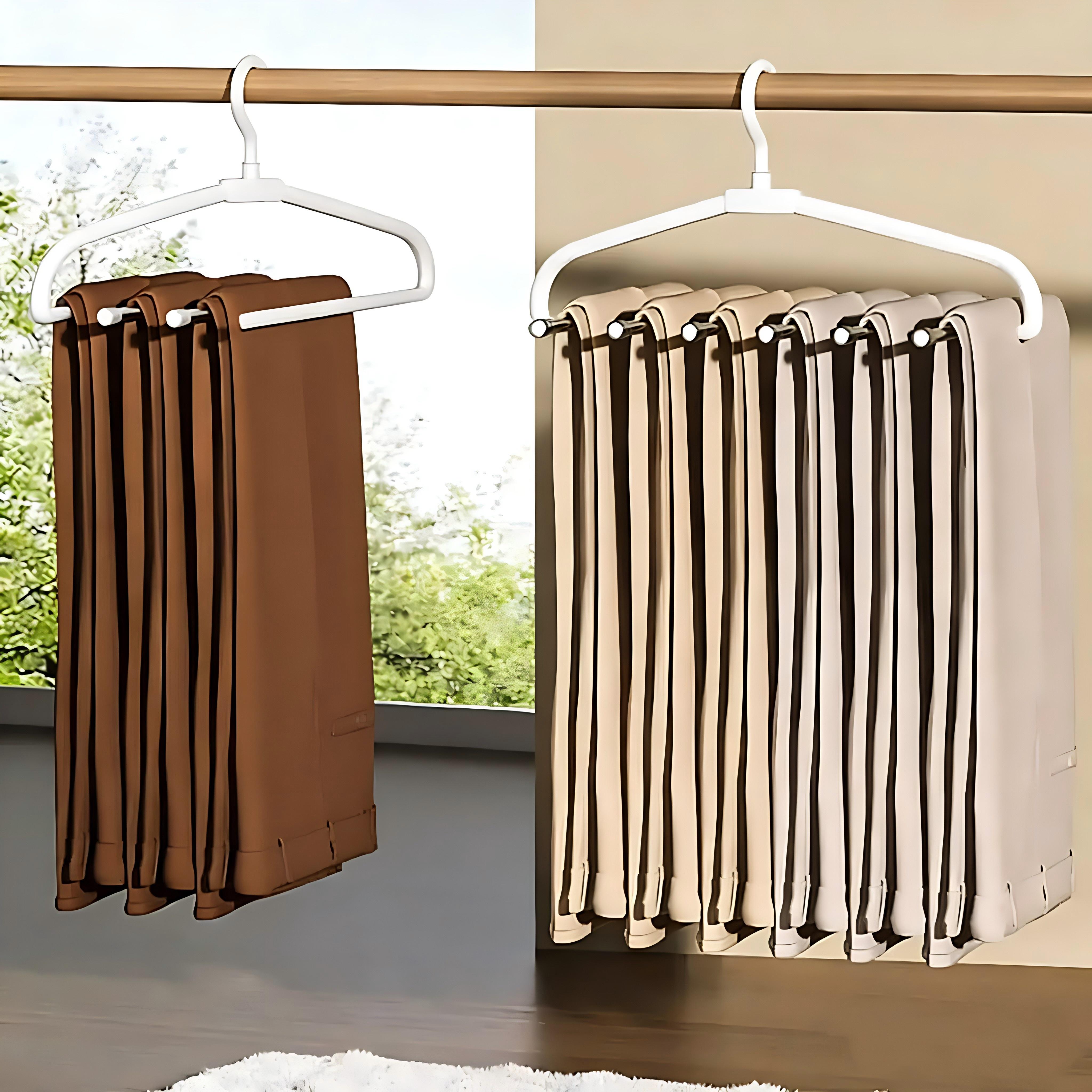 【Today's special】6 Layer Pants Hanger Space Saving Closet Organizer with 65mm Wide Spacing, Anti-Slip Multifunctional Pants Rack for Jeans Trousers Wardrobe, Stainless, Steel, Hanging,tiktok shop deals，Mother's Day gift