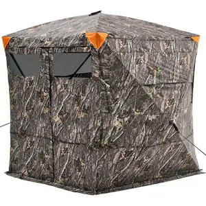 VEVOR Hunting Blind, TikTokShopBlackFriday, 4-5 Person See Through Ground Blinds with Carrying Bag, 270 Degree Portable Camouflage Tent, Durable Concealed Shelter with Silent Magnetic Door and Window, for Turkey and Deer