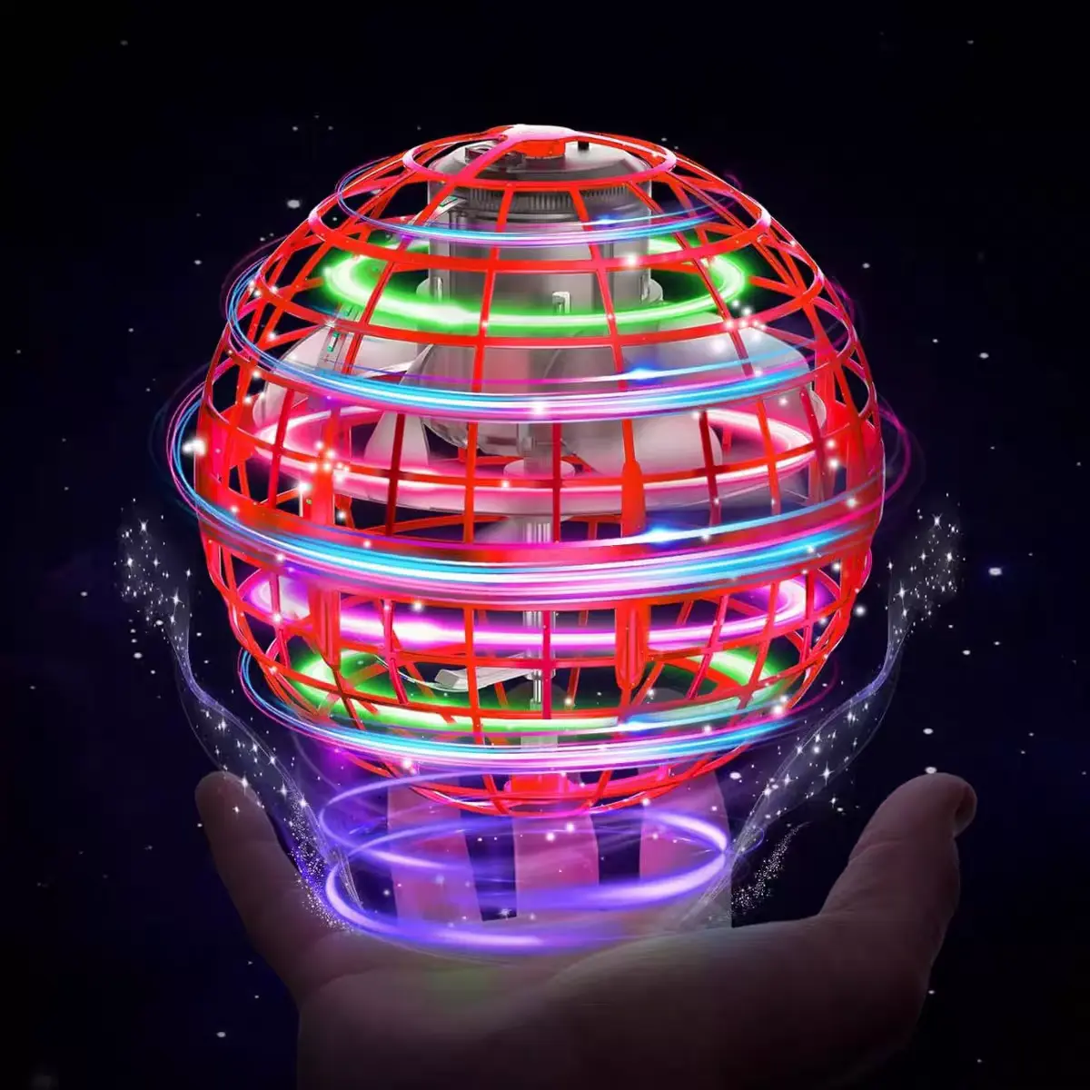 Unisex 2026 Trend 8cm Wide 100g Ball Shape Shatterproof Interstellar Spinning Ball - Dazzling Lights, Cosmic Planet Pattern Mimicry, Planetary Orbit Fantasy Flight, Return Home Function, Educational Science & Technology Toy for Family Gatherings
