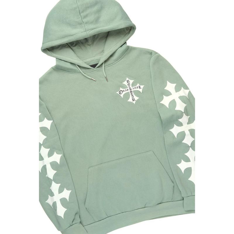 Slaydr Sage/White Hoodie/Stacked Flare Track Set