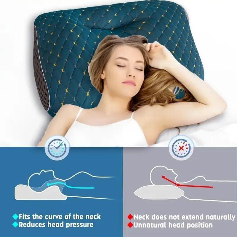 2pcs Knitted SPA Massage Neck Pillow, Cervical Orthopedic Neck Pillow, Soft, Adjustable Ergonomic Contour Support Pillow, Pillow Core, Removable Pillowcase